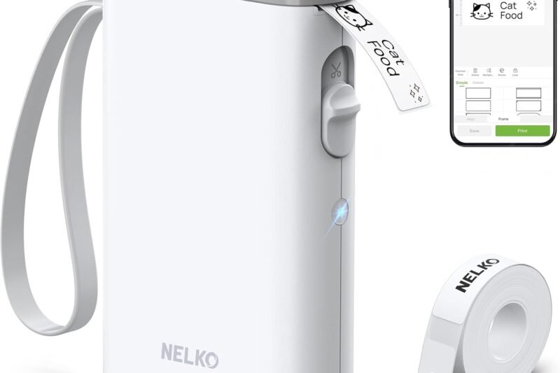 Nelko Label Maker Machine with Tape, P21 Bluetooth Label Printer, Wireless Mini Label Makers with Multiple Templates for School Office Home, White