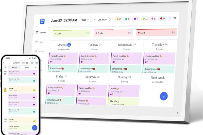 Mezed 10.1″ Smart Digital Calendar, Meal Schedule, Duty Chart, HD Smart Touch Screen Home Interactive Electron Calender – Built-in Digital Photo Frame Function (white, 10.1)