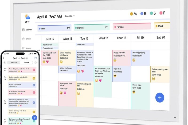Dragon Touch 15.6″ Digital Calendar Chore Chart – 1080P Full HD Interactive Touchscreen, Smart Family Planner, Hearth Display Digital Calendar Wall & Desk Mountable for Seamless Scheduling