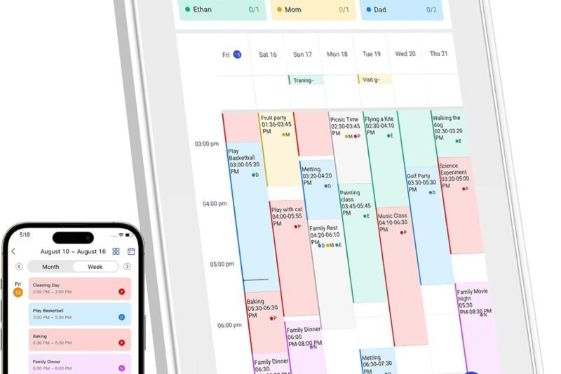 Digital Calendar, 15.6inch Smart WiFi Digital Calendar&Chore Chart, 1920 * 1080 IPS Touch Screen HD Display for Family Schedules, Wall-Mounted, Share Moments Instantly from Anywhere (White, 15.6 inch)