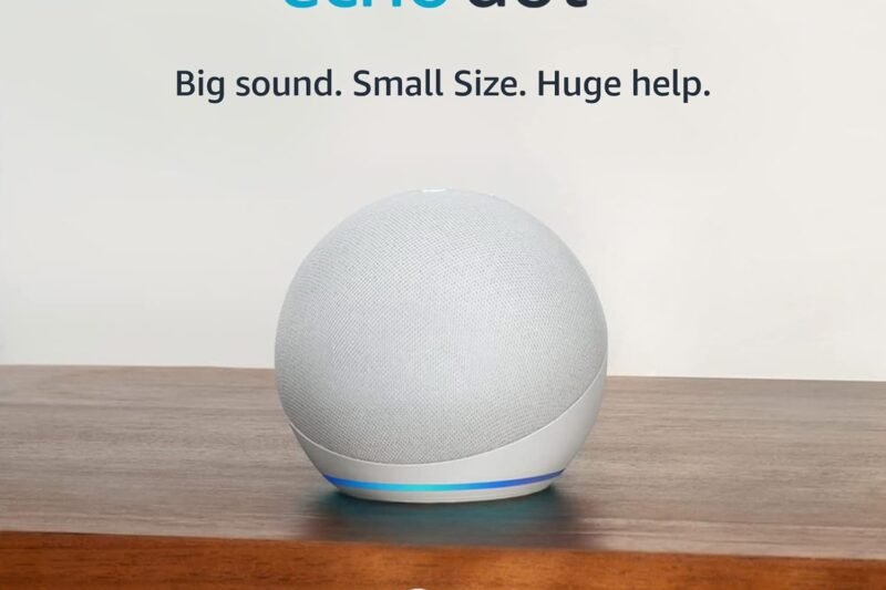 Amazon Echo Dot (newest model), Vibrant sounding Alexa speaker, Great for bedrooms, dining rooms and offices, Glacier White