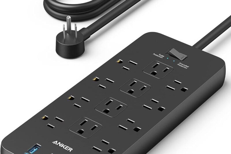 Surge Protector Power Strip (2100J), Anker 12 Outlets with 1 USB C and 2 USB Ports foriPhone 15/15 Plus/15 Pro/15 Pro Max, 5ft Extension Cord, Flat Plug, 20W USB C Charging for Home, Office,TUV Listed
