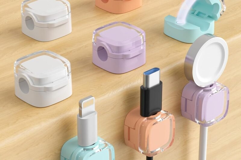 Magnetic Cable Clips, Adjustable Cord Holder Management, Adhesive Wire Keeper Organizer for Home Office Desk Phone PC Car Wall Desktop Nightstand Appliance (8-Pack Crystal Multicolor)