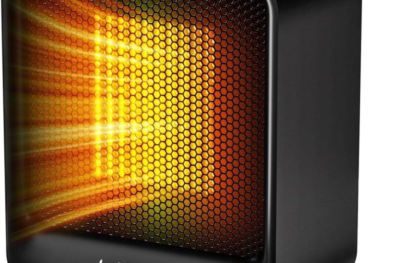 Lerat Electric Space Heater, Small Heater for Indoor Use, 500W PTC Fast Heating Portable Heaters, Overheating & Tip-Over Protection, Mini Personal Heater for Office Desk Camping, Black