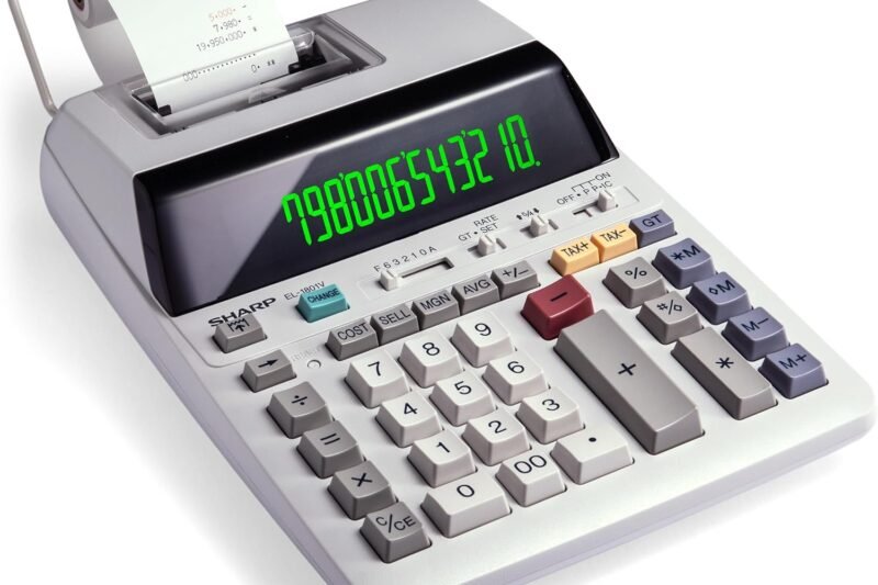 Sharp EL-1801V Ink Printing Calculator, 12-Digit LCD, AC Powered, Off-White, Ideal for Business & Office Use, Easy-to-Read Display & Durable Design