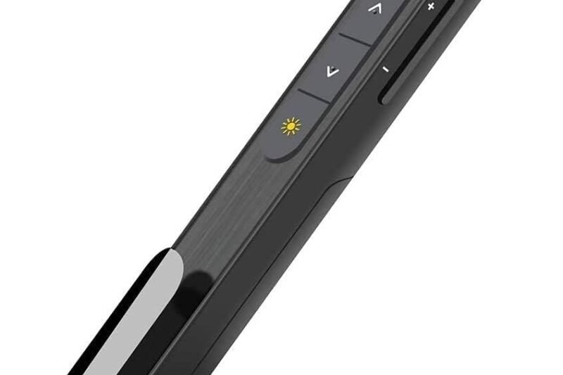 Wireless Presenter, Hyperlink Volume Control Presentation Clicker RF 2.4GHz USB PowerPoint Clicker Presentation Remote Control Pointer Slide Advancer (Black)