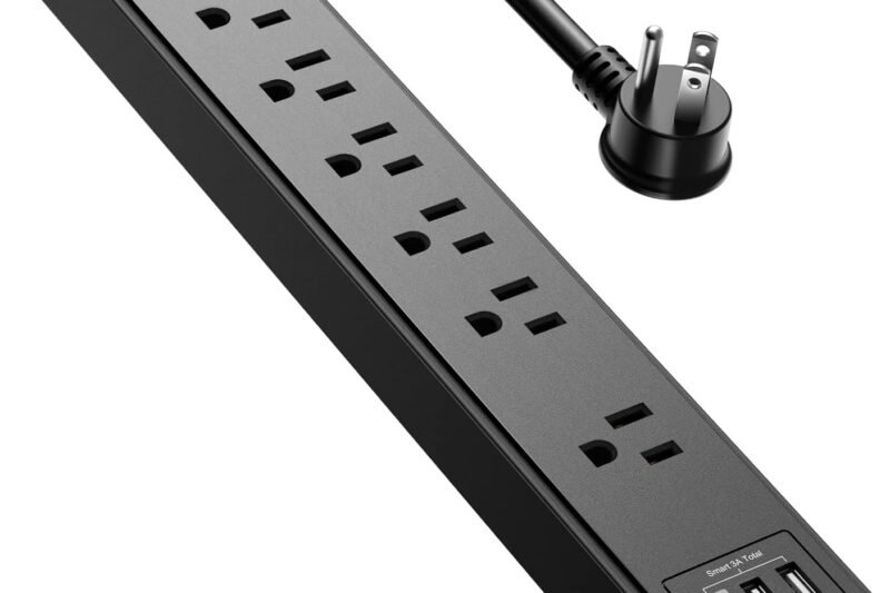 6Ft Power Strip Surge Protector – Yintar Extension Cord with 6 AC Outlets and 3 USB Ports for for Home, Office, Dorm Essentials, 1680 Joules, ETL Listed, (Black)