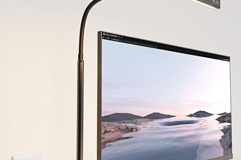 SUPERDANNY LED Desk Lamp for Office Home, Eye-Caring Desk Light with Adjustable Gooseneck, 12W Touch Control Dimmable Brightness, Architect Clamp Lamp with USB Adapter for Reading Study Workbench