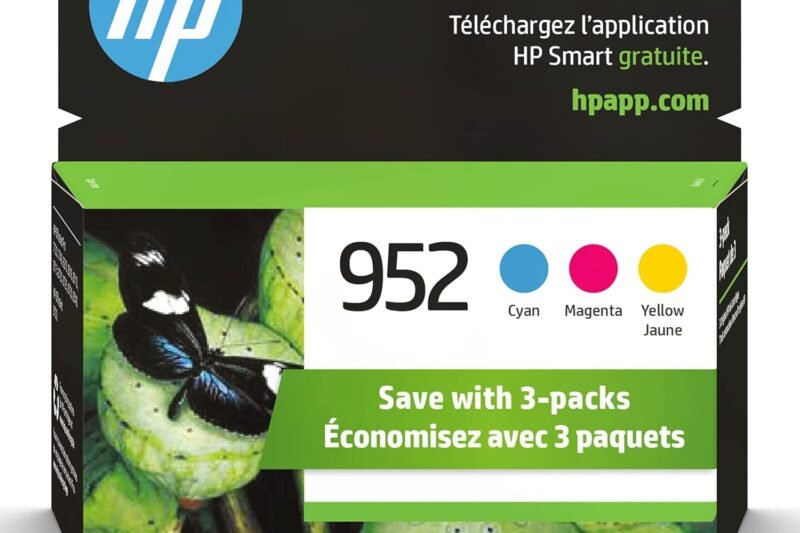 HP 952 Cyan, Magenta, Yellow Ink Cartridges (3-pack) | Works with Printer Series: OfficeJet 8702, HP OfficeJet Pro 7720, 7740, 8210, 8710, 8720, 8730, 8740 | Eligible for Instant Ink | N9K27AN
