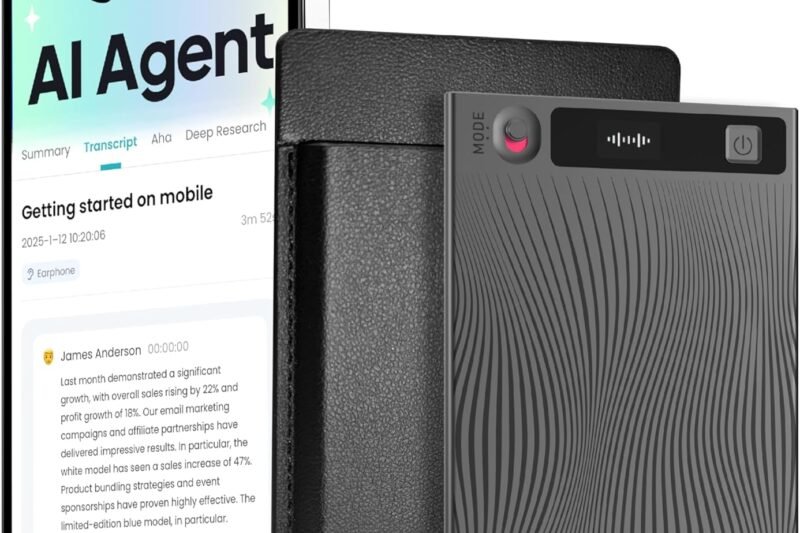 Mobvoi TicNote AI Voice Recorder 64GB Memory Note Recorder w/Case App Control 120+ Languages Transcribe Summarize with AI Shadow Digital Audio Recorder for Phone Calls Lectures Meetings Interviews