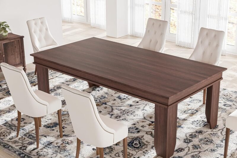 GAOMON Farmhouse Dining Table for 6-8 People, 71″ Long Wood Kitchen Table with Sturdy Frame & Rustic Wooden Finish, 6-8 Seats Large Rectangular Tables for Dinner, Kitchen, Dining Room