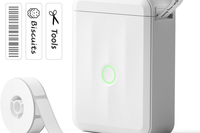 NIIMBOT Label Maker Machine Bluetooth Label Printer for School Home Office Organization, Wireless Mini Labeler D110 Upgraded Version, Label Machine with Label, White