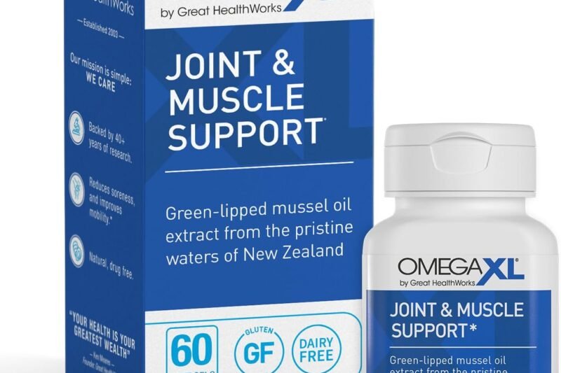 OmegaXL Joint Support Supplement, for Relief – Natural Muscle Support, Green Lipped Mussel Oil, Soft Gel Pills, Drug-Free, 60 Count