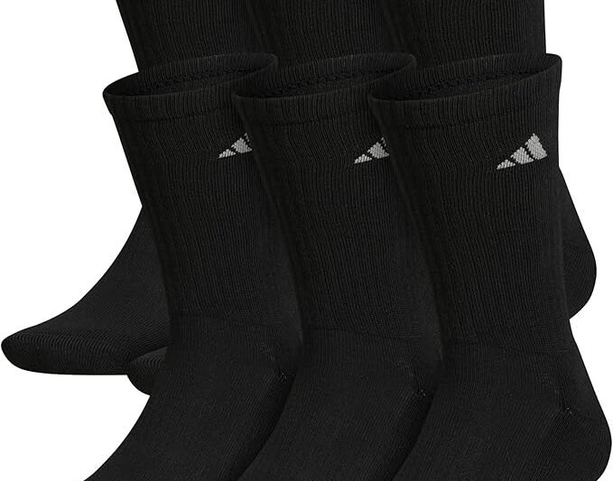 adidas Men’s Athletic Cushioned Crew Socks (6 Pairs) Durable & Comfortable