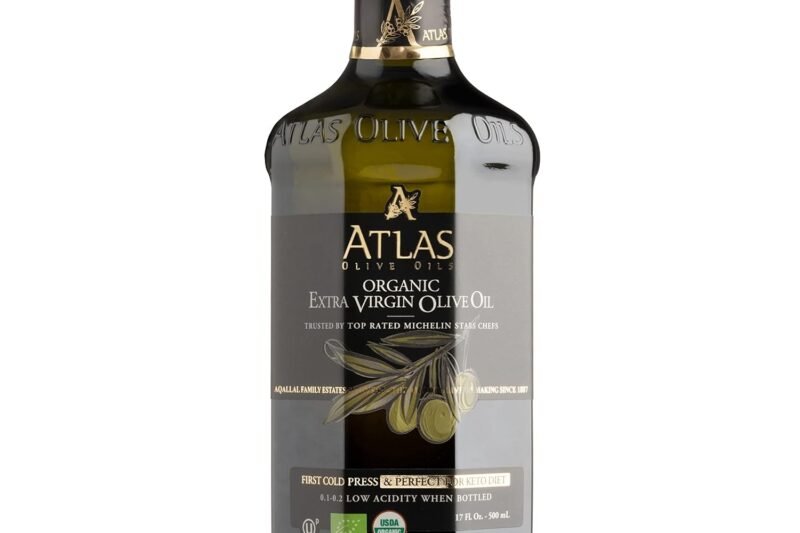 Atlas Organic Cold Pressed Moroccan Extra Virgin Olive Oil, Polyphenol Rich | EVOO From Morocco, Newly Harvested Unprocessed from One Single Family Farm | Trusted by Award-Winning Chefs | 500 mL
