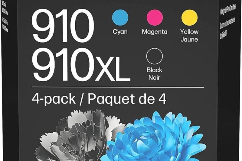 HP Original 910 Cyan, Magenta, Yellow / 910XL Black Ink Cartridges (4-Pack) | Works OfficeJet 8010, 8020 Series OfficeJet Pro 8020, 8030 Series | Eligible for Instant Ink | 3JB41AN
