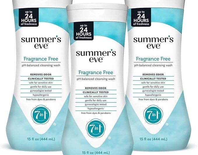 Summer’s Eve Fragrance Free All-Over Feminine Wash, Gentle pH-Balanced Body Wash for Women, Removes Vaginal Odor, 15 Fl Oz, Pack of 3