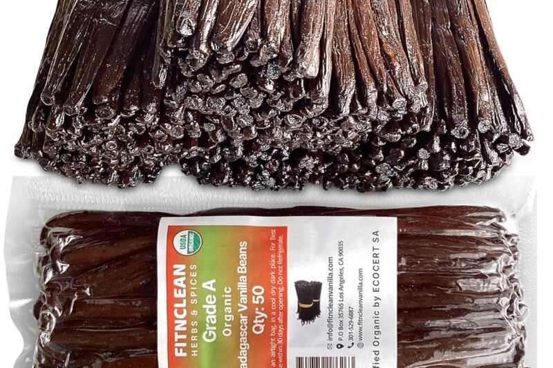 Organic Grade A Madagascar Vanilla Beans. Certified USDA Organic for Extract and All Things Vanilla. ~5″ by FITNCLEAN VANILLA. Bulk Fresh NON-GMO Pods.